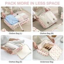 Packing Cubes For Suitcases,Packing Cubes With Shoe Bag, Cosmetics Bag, Clothing Bag, Accessories Bags Packing Cubes For Travel Luggage Organizer Women Men - 8件套蝴蝶結花 - 查看 4