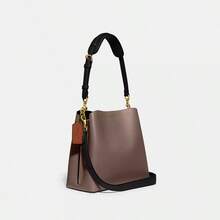 Coach Willow 24 Women's Leather Shoulder Crossbody Bag Handbag Purse Bucket Bag for Women with Twist-lock Closure and Adjustable Detachable Straps