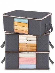 3pcs Foldable Household Storage Bags, Home Organizer For Clothes, Blankets, Sweaters, Bedding, Pillows, Closet Storage