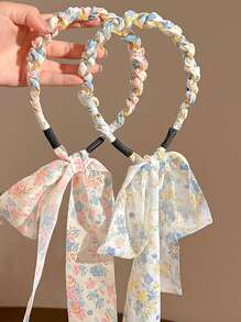 Ländlicher Stil Blumenband mit Zähnen Haarband, Frisur für Highschool Mädchen, hochgelegtes Haar geflochtenes Haarband, süß und vielseitig, Haraccessoire für den Sommer, Schleifen-Accessoires, Haarband für Frauen, Haraccessoires