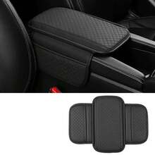 Cojín Universal para reposabrazos de coche, cubierta protectora de cuero PU transpirable para caja de consola central, reposabrazos antiarañazos PGUM - GRIS 1 PIEZA - Ver 2