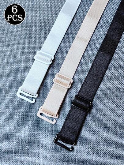 6件/套延长42厘米胸罩肩带，可调节防滑胸罩肩带，布质胸罩肩带，可更换弹性胸罩肩带
