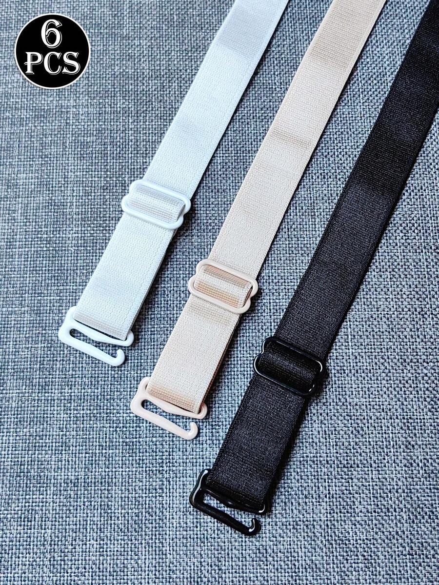 6Pcs/Sets Extended 42CM Bra Shoulder Straps, Adjustable Non-Slip Bra Straps, Fabric Bra Straps, Replaceable Elastic Bra Shoulder Straps - Multicolor - View 1