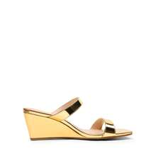 Women Slides Wedge Sandals Square Open Toe Dress Casual Strappy Shoes - Vàng - Xem 4