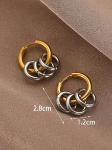 1 par de brincos de aço inoxidável com design circular em cores contrastantes para mulheres, elegantes, casuais e versáteis, adequados para o dia a dia, trabalho e ocasiões sociais