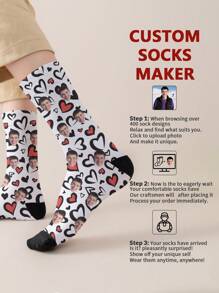 1 paire de chaussettes mi-longues pour hommes avec visage personnalisé. Mettez n'importe quel visage sur les chaussettes, chaussettes personnalisées avec photos, chaussettes moyennes et longues amusantes personnalisées, convenant à des occasions telles que la Saint-Valentin, les anniversaires et les cadeaux.