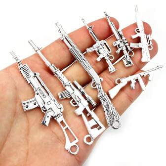 5 件合金金属鱼枪饰物吊坠 DIY 珠宝制作配件 适用于项链钥匙扣工艺配件