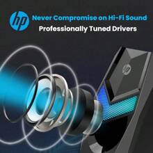 HP صوت الكمبيوتر DHE-6000 مكبر صوت صغير لا يشغل سطح المكتب تأثير إضاءة RGB جهير مرتفع ضبط مستوى الصوت سلكيًا من النوع الأسطواني التوصيل والتشغيل التوافق الذكي أسود