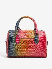 Luxusmarken Tasche 2025 Neue Damenhandtasche mit großer Kapazität, zweifarbiger Krokodil Textur Schultertasche, Nischen Design Reisekissen Umhängetasche, Stil und Muttertasche
