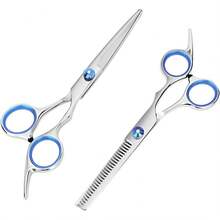 Hair Cutting Scissors And Thinning Shears, 6.5in Professional Stainless Steel Barber Scissors With Blades, Ergonomic Hairdressing Scissors Men Women Kids And Pets Hair - 1 - View 1