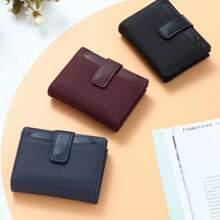 Fashionable Women's Folding Short Wallet High Quality PU Leather Zipper Coins Purses Solid Color Versatile Pouch Bag Card Holder For Women Wallet Mini Wallet Purse Wallet Coin Wallet Wallet