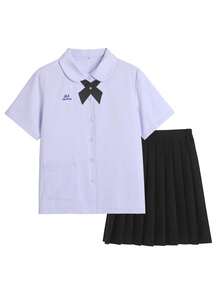 1 套 Cosplay 校服衬衫和百褶裙，JK 风格，高中生服装，春夏秋季，毕业礼物万圣节