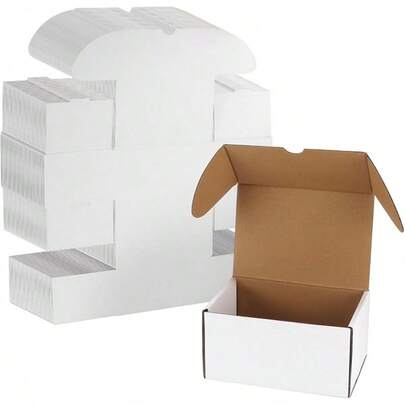 WIFTREY 50 Pack 7x5x4 Boxes Small Business Packing, White Corrugated Cardboard Mailer Boxes Mailing