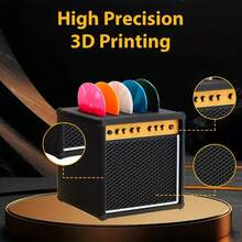 1 件/2 件现代艺术扬声器形状吉他拨片架 - 黑色 PP 材质桌面收纳盒，多层设计可容纳 6 个拨片，时尚音乐礼物，适合吉他手、音乐家（生日、圣诞节）、乐器配件、复古美学、耐用、多功能存储、乐队成员专属、创意摇滚音乐礼物，适合吉他手、乐队商品、音乐爱好者桌面装饰、理想的圣诞礼物