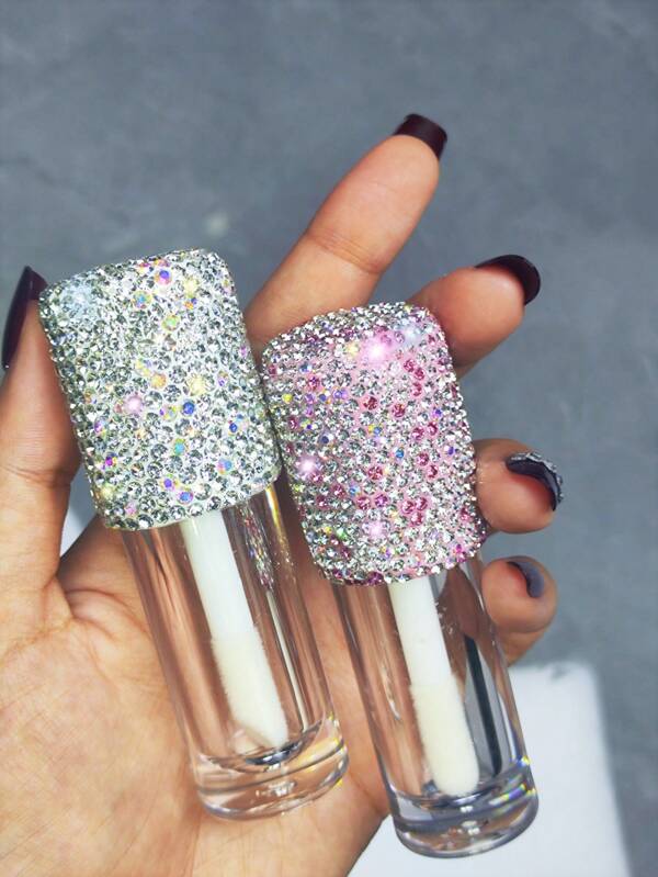 1 Stück 6ml nachfüllbare Lipgloss Flasche mit luxuriöser Strass Dekoration, tragbarer Reise Make-up Behälter, geeignet für DIY Kosmetik, perfektes Geschenk für Frauen und Mädchen