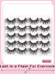 10 对浓密假睫毛蓬松仿貂毛睫毛交叉造型加长睫毛，4-20 毫米