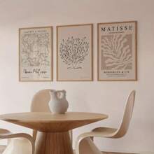 3er-Set Wandkunst im Matisse-Stil - Ungerahmte Vintage- & Minimalistische Drucke, geeignet für Wohnzimmer, Schlafzimmer, Homeoffice - Blätter-Muster Landschaftsplakate