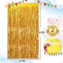 2 Stücke goldfarbenene Vorhangstreifen Fassade Draht Partygirlande Hintergrund Fransen Aluminiumfolie Wandhintergrund, geeignet für Geburtstag, Weihnachten, Hochzeit, Pink Lady, Valentinstag Party Dekoration, exquisite Dekoration