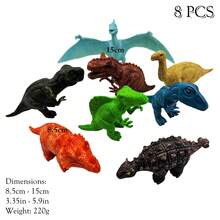 Modelos de dinossauros grandes, Tiranossauro Rex de 33 cm e Mosassauro de 38 cm com mandíbula móvel, figura de gorila King Kong Battle Roar de 19 cm, mascote dragão chinês Loong de 25 cm, conjunto de 8 dinossauros fofos - bonecos de ação de dinossauro realistas pintados à mão - Multicolorido - Ver 13