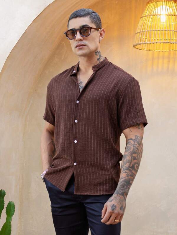 Camisa Masculina Manga Curta Gola Padre Conforto para Trabalho e Dia a Dia
