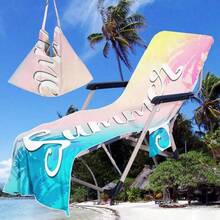 1pc Quick-Dry Ultra-Fine Fiber Beach Chair Cover With Pocket - Modern Design, Perfect For Pool And Travel Essentials, Gift For Yourself, Friends And Family, Holiday Gift Beach Essentials - Multicolor - View 14