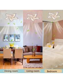 1PC White Fan Light, LED Light Source, Remote Control Dimming, 6-Speed Adjustable Fan, Suitable For Living Rooms, Dining Rooms, Bedrooms, And Other Home Decorations, Applicable Voltage 220V