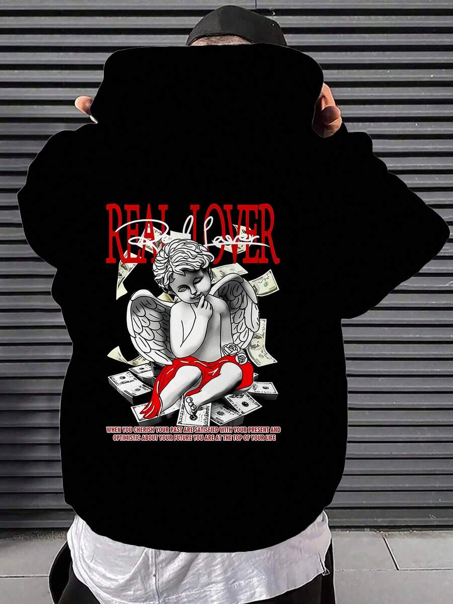 قطعة واحدة هوودي كاجوال كبير الحجم للرجال، تصميم بسيط وأنيق، ملائم للارتداء اليومي، خريف/شتاء