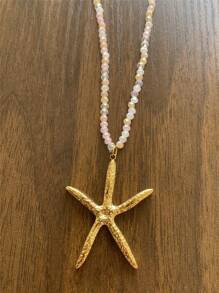 Starfish, Big Fish & Dragonfly Stainless Steel Beaded Necklace For Women, Beach & Resort Style
