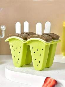 4-Cavity Removable Ice Cream Silicone Mold, Tray Mold, DIY Ice Cream Mold, Creative Frozen Tray Mold, Summer Kitchen Utensil, Kitchen Supplies, Kitchen Accessories, Household Kitchen Items, Tray, Ice Cubes, Sponge Mold - Multicolor - View 6