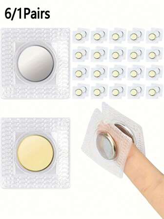 6 Pairs Magnetic Buckle, Strong Magnetic Button, Invisible And Fixed Bag, Curtain Buckle, Iron Stone Buckle Accessory, Hidden Magnetic Buckle, Suitable For Handbags, Clothes, Handicrafts