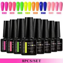 MEET ACROSS 8pcs Gel Nail Polish Set Summer Colorful Sparkle Glitter Semi Permanent Soak Off UV Gel Varnish Long Lasting DIY Nail Art Design All For Decoration Manicure Kits Painting Gel Vernis Nail Supplies For Home And Salon Nails - Nhiều màu - Xem 15