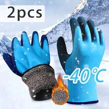 Guantes Mecánicos Impermeables y Cálidos de Invierno, Adecuados para Climas Fríos, Resistentes a Bajas Temperaturas para Pesca de Invierno - Azul - Ver 9