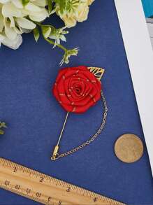 1 Stück Luxus Gold Seide Rose Brosche - elegante Ansteckblume für Hochzeitsbräutigam, Brautparty, Anzug, Herren- und Damenformalkleidung (lange Broschen-Design), Vintage Rucksack für die Schule
