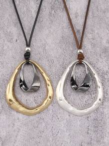 1 pieza Collar moderno de colgante metálico asimétrico y geométrico con cuentas para hombres, cuerda de cera marrón y negra, estilo minimalista hip hop