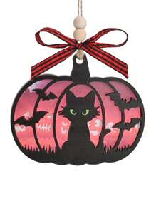 1 peça/3 peças 3,5*3 polegadas acrílico + madeira dupla camada enfeite de Halloween, design criativo em forma de abóbora de gatos, presentes de Halloween, decoração de casa com atmosfera de Halloween, decorações góticas de Natal estranhas, presentes de bruxa