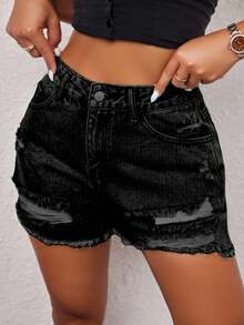 Rave Y2K 街头风侧口袋弹力休闲经典牛仔迷你工装短裤 春夏款