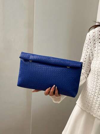 时尚纯色手提包，大容量翻盖磁扣小方包，鳄鱼纹女包，百搭晚宴包，适合女性聚会、旅行、购物