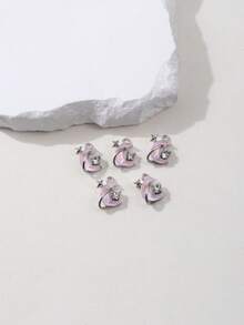 10/20pcs Random Pink Y2K Series Butterfly, Sun And Moon Enamel Pendant For DIY Necklace, Bracelet And Jewelry Making - Pink - View 24