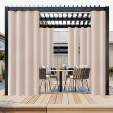 Wodoodporna zasłona ogrodowa, odpowiednia na taras, balkon i podwórko, idealna do ochrony przed wiatrem i deszczem, trwała i elegancka, dostępna w różnych kolorach i rozmiarach, idealna do altan i kratownic, zapewnia prywatność i komfort, odporna na warunki atmosferyczne, łatwa w montażu. - Szampan - Zobacz 2