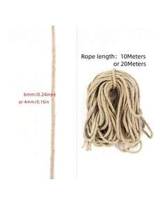 20/10米，猫抓柱绳，园艺挂绳，适用于DIY工艺品，园艺，捆绑，家居装饰，猫抓柱 - 卡其色 - 查看 2
