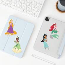 Disney 8pcs Disney Princess Cute Make A Face Puzzle Stickers Decorate Guitar Diary Helmet Phone Case Water Cup Creative Waterproof Toy Gift Decals