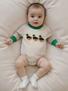 Baby Boy Hunting Outfit Long Sleeve Crew Neck Embroidery Sweatshirt Bubble Romper Duck Fall Bodysuit Winter Clothes