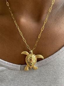 Stainless Steel Vintage Dolphin, Turtle, Mermaid Pendant Necklace, Versatile For Women