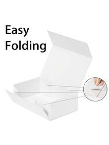 1pc- Gift Box With Lid, Rectangle Foldable, Suitable For Best Man Proposal Box, Wedding, Christmas, Halloween, Birthday Gift Packaging (White) - White - View 5