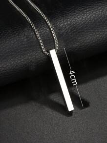 1 Pc Simple Blank Wishing Bar Pendant Necklace Charm Men Women Waterproof Dangle Vertical Cuboid Stick Stainless Steel Jewelry Gift