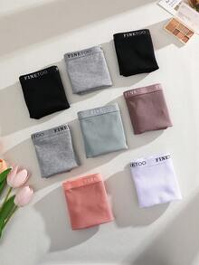 8PCS Cotton Full Coverage Women's  BoyShorts Panties - 彩色 - 查看 4