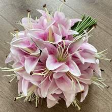3PCS/6PCS Artificial Plants Artificial Flowers Lily Home Decoration Tabletop Decoration Flower Arrangement Artificial Flowers Artificial Decorations Plastic Flowers Yard Decoration Wedding Decoration Flowers Hand Bouquet Fake Flowers