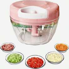 Hand Chopper Manual Food Processor, Pull String To Slice Vegetables,Onions, Tomato, Meat In Seconds,Curved Stainless Steel Removable Blades Non-Slip Base Food Chopper, Multipurpose Rope Chopper - - Multicolor - View 2