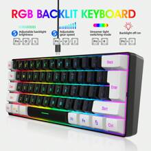 HXSJ kabelgebundene Tastatur mit USB-C abnehmbarem Kabel, tragbares Design, RGB-Beleuchtung und Membranstruktur, geeignet für Zuhause, Büro und Gaming Verwendung, nur kabelgebunden