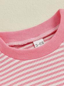 Baby Girls Thanksgiving Romper Casual Letter Embroidery Striped Long Sleeve Jumpsuits For Newborn Infant Fashion Clothes